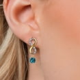 thumbnail image 3 of Gem Stone King 925 Silver and 10K Yellow Gold London Blue Topaz and Lab Grown Diamond Dangle Earrings for Women | 1.46 Cttw | Gemstone November Birthstone | Round 5MM, 3 of 6