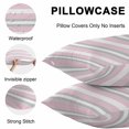 thumbnail image 5 of Pink Grey Stripe Lumbar Pillow Covers 20x12 Inch Set of 2, Farmhouse Modern Art Striped Waterproof Outdoor Pillow Covers, Decorative Cushion Pillowcases for Couch, Sofa, Bed, Garden, Patio, 5 of 9