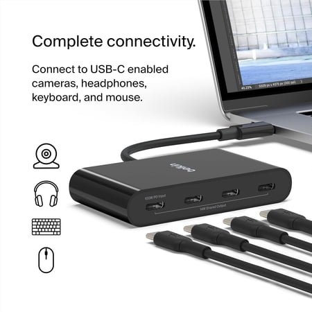 BELKIN Connect 4ポートUSB-C to C ハブ 100W充電/ 10Gbpsデータ転送 AVC018BTBK 返品種別A