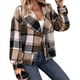 thumbnail image 2 of Chaqueta de Franela para Mujer, Camisa A Cuadros A , Abrigo de Otoño, Tops Caqui L, 2 of 10