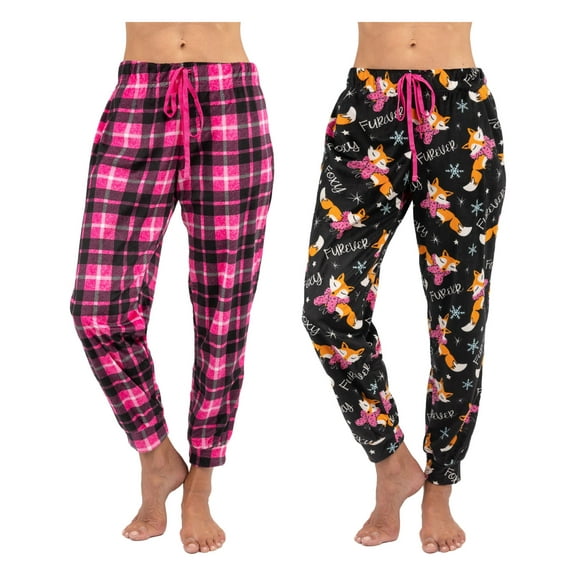 Disney 2 Pack Womens Pajama Sleepwear Pants Female, Plaid/Fox, Size: S, Prestigez