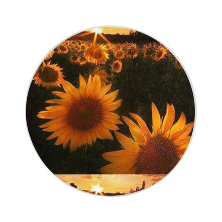 

Circular Drink Coasters Set Sunflowers Beautiful Home Decor Diatomite Heat-Resistant Diatomite Protect Table Countertop