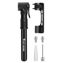 WEST BIKING Bike Pump, 100 PSI Portable Bike Tire Inflator Pump Cycling Accessories, Universal Small High Pressure Ball Needle Accessories (Black)