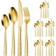 thumbnail image 1 of Juego de Cubiertos Acero Inoxidable de 24 Piezas, Incluye Cuchillos para Carne, Cuchillos, Cucharas y Tenedores, Set de Cubiertos para 4 Personas, Apto para Lavavajillas, Negro,Dorado, 1 of 19
