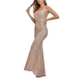 thumbnail image 3 of ROMANCE VICTORY Women's Sexy V-Neck Sleeveless Shinning Sequins Evening Mermaid Bridesmaid Bodycon Dress, 3 of 7