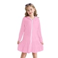 thumbnail image 2 of TIREOW Girls Swim Cover Up Solid Color Long Sleeve Zip-Up Hooded Terry Bathing Beach Pool Swimwear Clothes with Sunglasses 2 Piece Set, 2 of 7