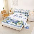 thumbnail image 2 of Manfei Cute Hydrangea Flower King Sheets, Chic Blossom Butterfly Bedding, Blue Purple Pink 4pcs(1 Flat Sheet, 1 Fitted Sheet and 2 Pillowcases), 2 of 6