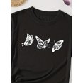 thumbnail image 3 of Butterfly Print Crew Neck T-Shirt, Casual Short Sleeve Top For Spring & Summer, Women's Clothing, 3 of 6