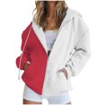 thumbnail image 1 of Timegard Zip up Hoodies for Women Long Sleeve Color Block Sweatshirts Fall Winter Loose Comfy Jacket, 1 of 5