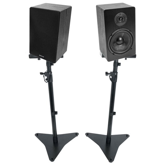 Rockville RockShelf 68B Bundle: 6.5 Inch Black Bookshelf Speakers, RVSM5 Adjustable Stands, Home Audio Setup Kit, 2-items