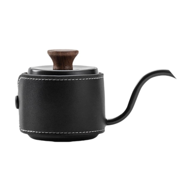 Mini hervidor de café vertido de acero inoxidable, cafetera con boquilla, tetera de acampada de 180 ml para el hogar, restaurante, regalo de pesca Negro