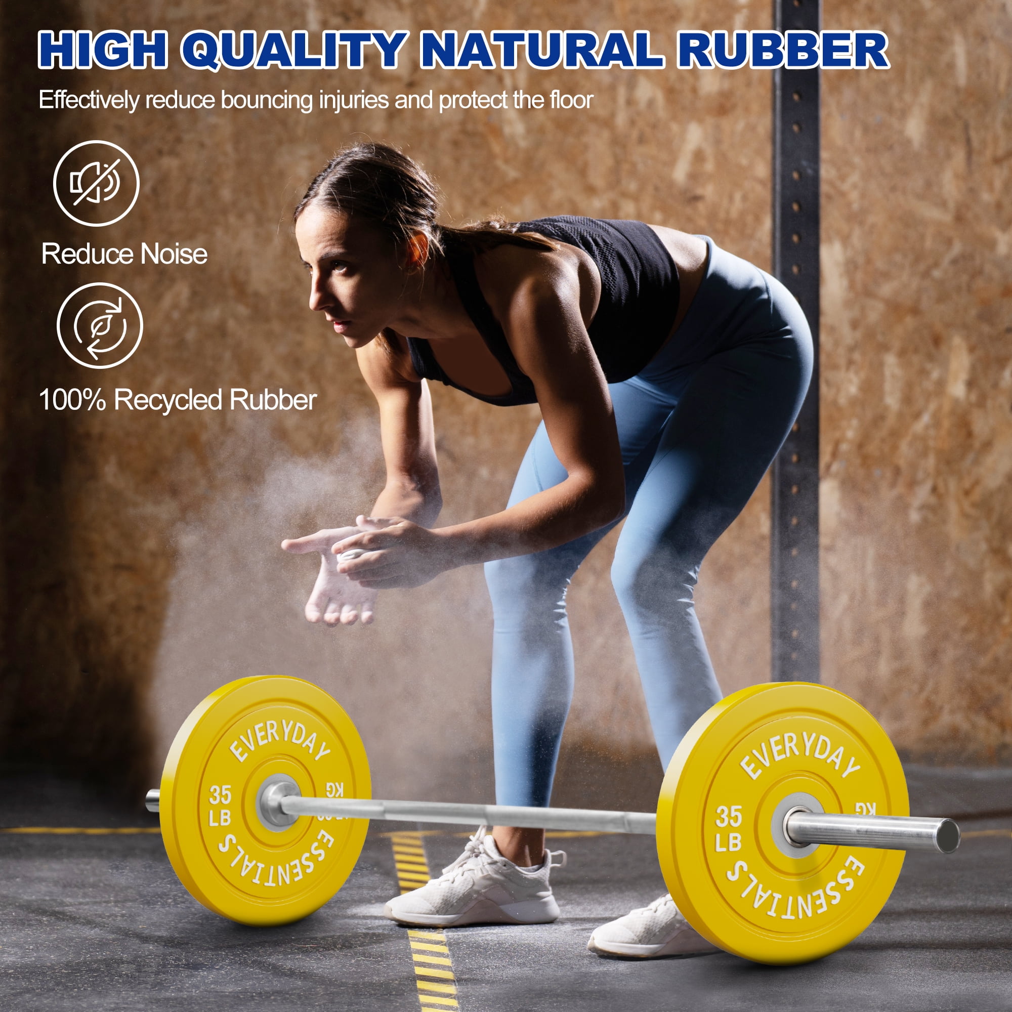 BalanceFrom Olympic Bumper Plate Weight Plate with Steel Hub, Color Coded, 35 lbs Single