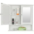 thumbnail image 5 of Double Door Mirror Indoor Bathroom Wall Mounted Cabinet Shelf, White, 5 of 12