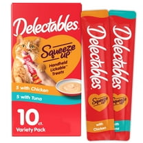 Delectables Squeeze Up Lickable Cat Treats, Chicken & Tuna Variety Pack, 10 Count