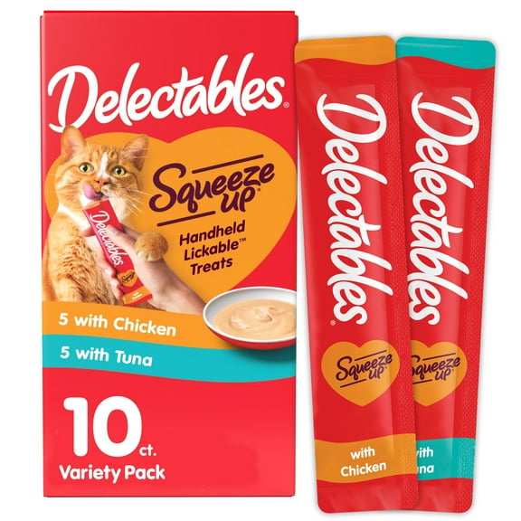 Delectables Squeeze Up Lickable Cat Treats, Chicken & Tuna Variety Pack, 10 Count