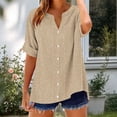 thumbnail image 5 of Craaazy Summer Women's Loose Fit Graphic Print V Neck Short Sleeve Button Front Blouse for Daily Outfits Gifts, 5 of 5