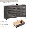 thumbnail image 5 of OKD 54''W Modern Farmhouse Dresser 6 Drawers Rustic Wood Chest of Drawers Closet Storage Organizers for Bedroom Living Room Hallway, Dark Rustic Oak, 5 of 6