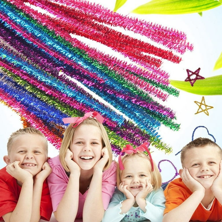 300pcs Glitter Chenille Stems Pipe Cleaners Plush Tinsel Stems