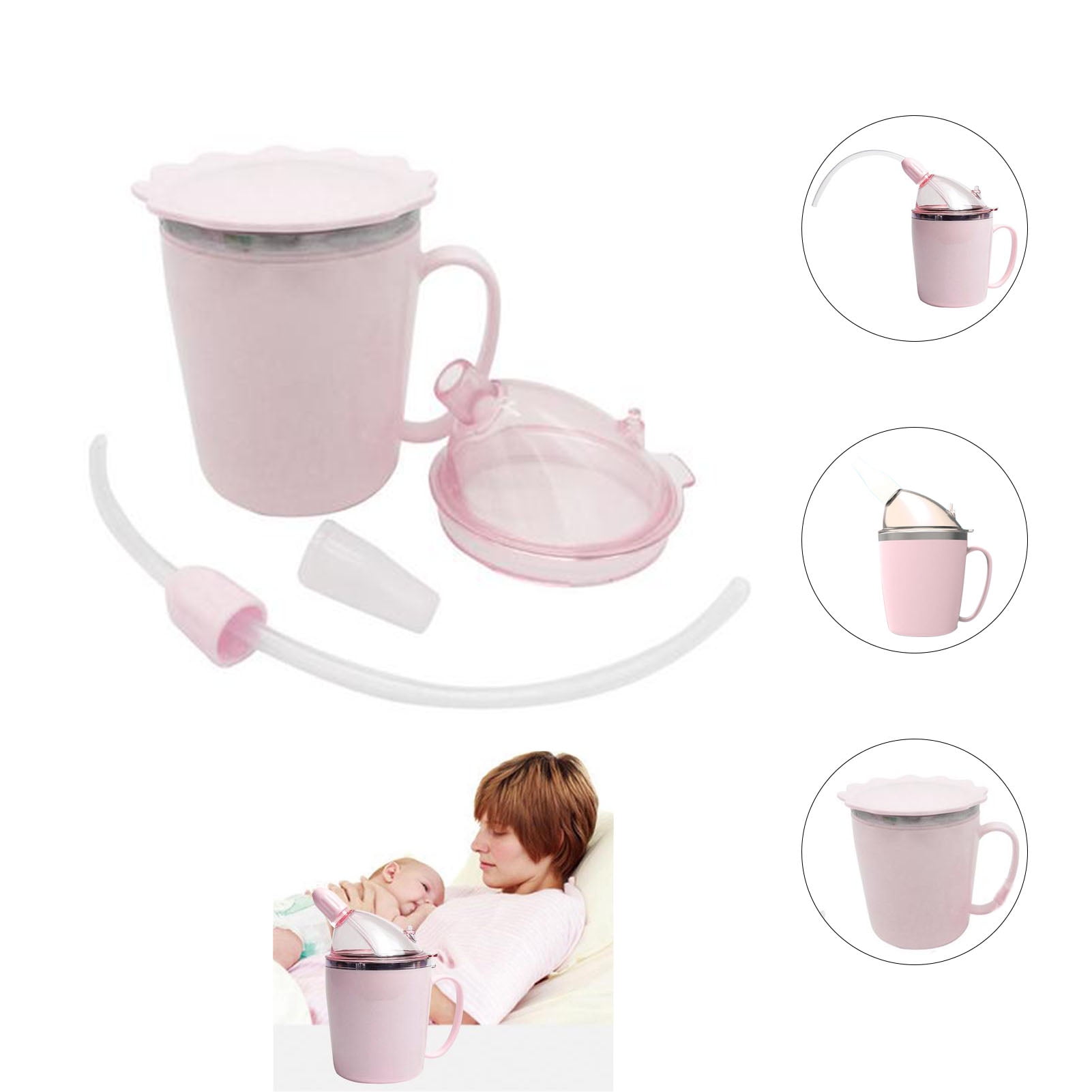 Convalescent Feeding Cup, Choke Proof Adult Sippy Cup for Elderly Spill  Proof, 0.6 m Straw Stainless…See more Convalescent Feeding Cup, Choke Proof