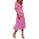 thumbnail image 4 of Vestido Floral INSPIRE CHIC para Mujer, vestido midi de manga corta con volantes en color rosa claro, 4 of 6