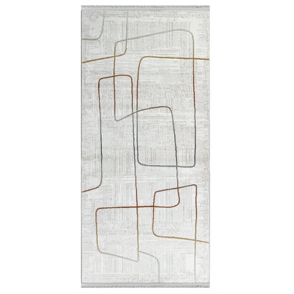 Dima Grey Striped Acrylic Area Rugs for Living Room Jacquard Textured Modern Rugs Soft Geometric Rug for Bedroom Mid Century Washable Rug Non-Slip Bohemian Carpet Perfect for Dining Room Office Beige
