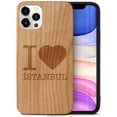 thumbnail image 1 of Case Yard Wooden Case Outside Soft TPU Silicone Slim Fit Shockproof Wood Phone Cover for Girls Boys Men and Women Supports Wireless Charging I Love Istanbul Design case for iPhone-12-Pro-Max, 1 of 7