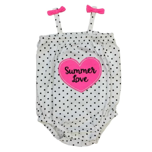 Infant Girls Polka Dot Summer Love Romper Heart Baby Bodysuit Outfit 0-3 Months
