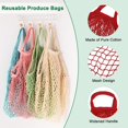 thumbnail image 2 of 1-Pack Cotton Mesh Bag, Reusable Washable Net String Grocery Bags, Produce Bags with Handle, Tote Bag for Fruits/Vegetables Shopping [Red, Short Handle], 2 of 5