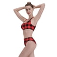 thumbnail image 6 of Picia Buffalo Plaid Red Black Women's High Waisted Bikini Scoop Neck Swimsuit Two Pieces Bathing Suit-X-Large, 6 of 8