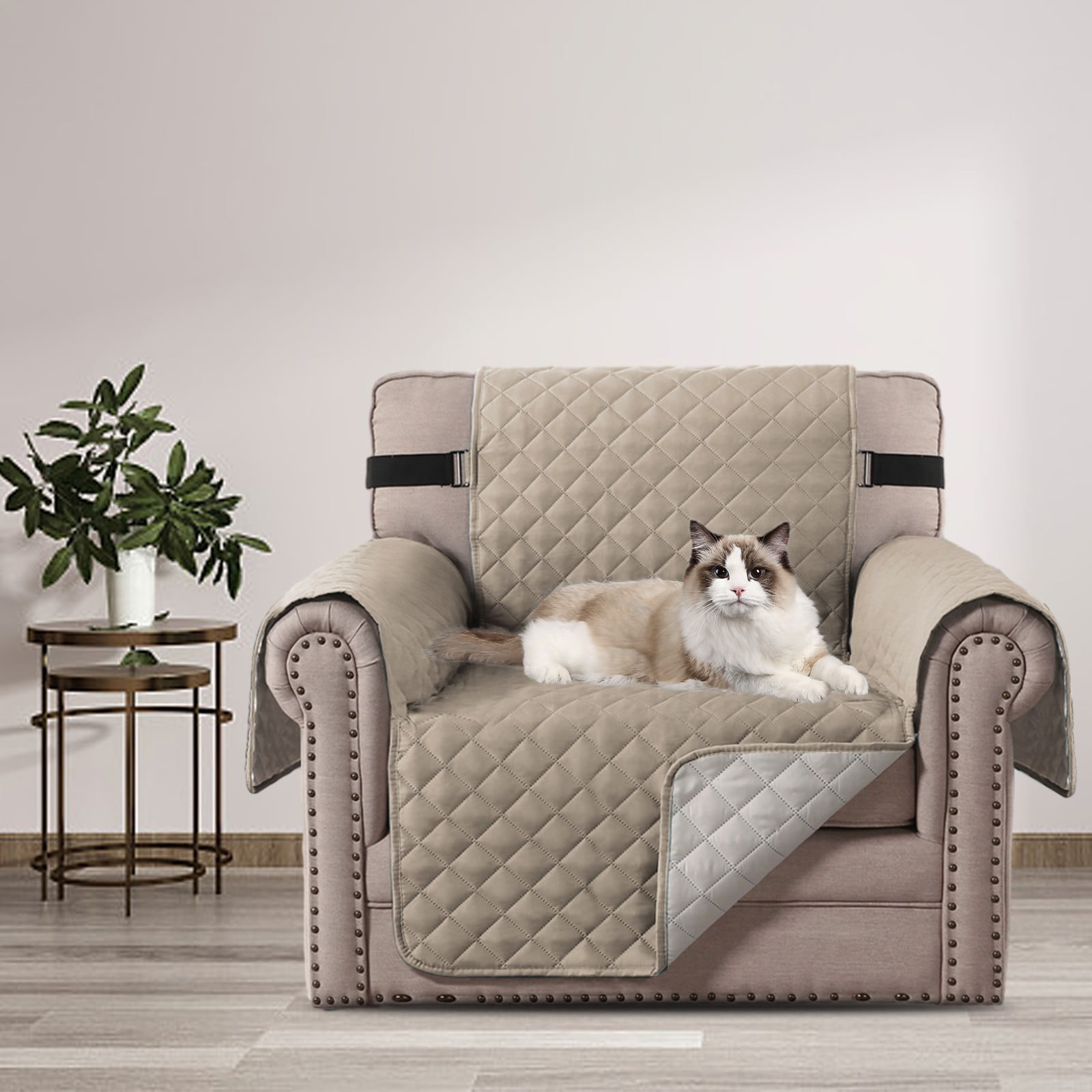 Qocolhg Reversible Sofa Cover Machine Washable Couch Cover Water Resistant Slipcover Non Slip Furniture Protector for Dogs, Children, Pets, Sofa Size, Clearance, Beige