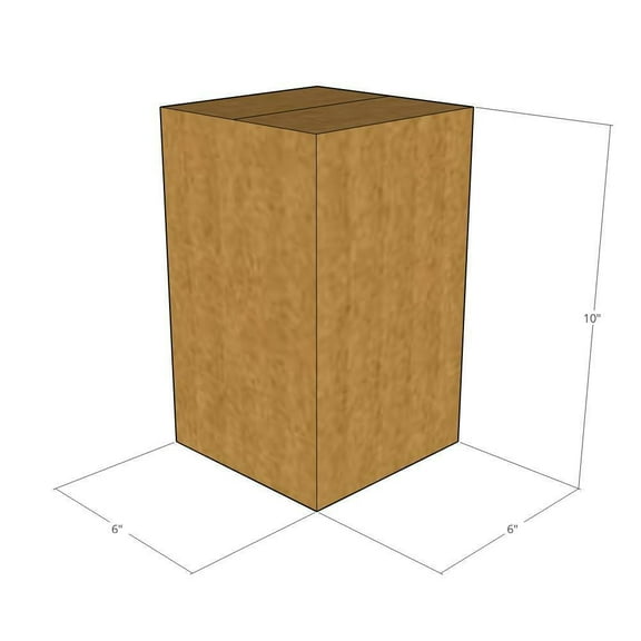 6x6x10 Kraft Brown Corrugated Shipping Boxes, 32 ECT Single-Wall, Qty 150