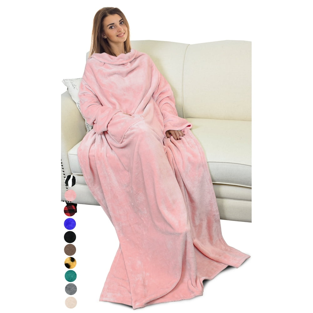 Catalonia Wearable TV Blanket with Sleeves Arms Micro Plush Mink Fleece