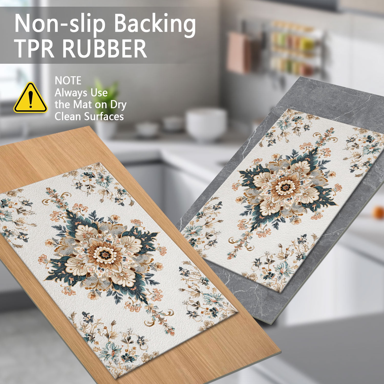 3 Piece Kitchen Rug Set, Non-Slip And Washable, Abstract Pattern Kitchen Hallway Rug, Soft And Comfortable, Suitable For Sinks, Floors, Entrances, Hallways and Bathrooms