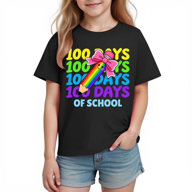 Camiseta de Manga Corta Linda para Niños Unisex Gráfica Tee de la Escuela de la Temporada, Camisetas de Manga Corta para Niñas