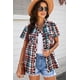 thumbnail image 4 of ABPHQTO Camisa de manga corta con bolsillo de patchwork de leopardo a cuadros para mujer, 4 of 5