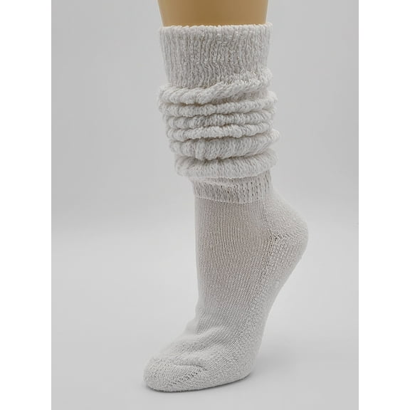 Original Hooters  Waitress Socks, White Heavy XL Length Slouch Socks, 9-11, 12-15 Inch Ribbed Area, 20-25 Inch Total Length, One Size, 83% Cotton/7% Nylon/10% Spandex, Made in USA