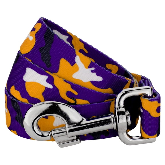 Country Brook Petz® 5/8 inch Purple and Gold Camo Dog Leash Limited Edition,6 FT