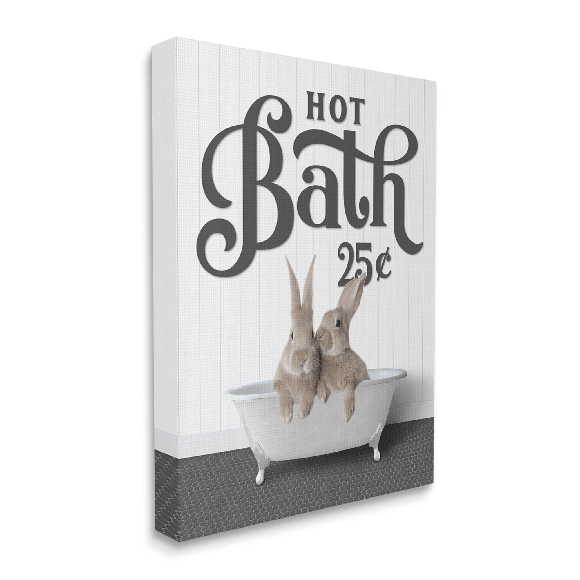 Stupell Industries Vintage Rabbits in Tub Animals & Insects Painting Gallery Wrapped Canvas Print Wall Art, 24 x 30