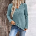 thumbnail image 3 of Women's V Neck Long Sleeve Fashion Shirts Loose Fit Soft Solid Colors Top, 3 of 9