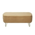 thumbnail image 6 of 40" Storage Bench with Gold Legs for End of Bed, Faux Fur Entryway Bench with Upholstered Padded, Storage Ottoman Bench for Living Room Bedroom, Camel, 6 of 9