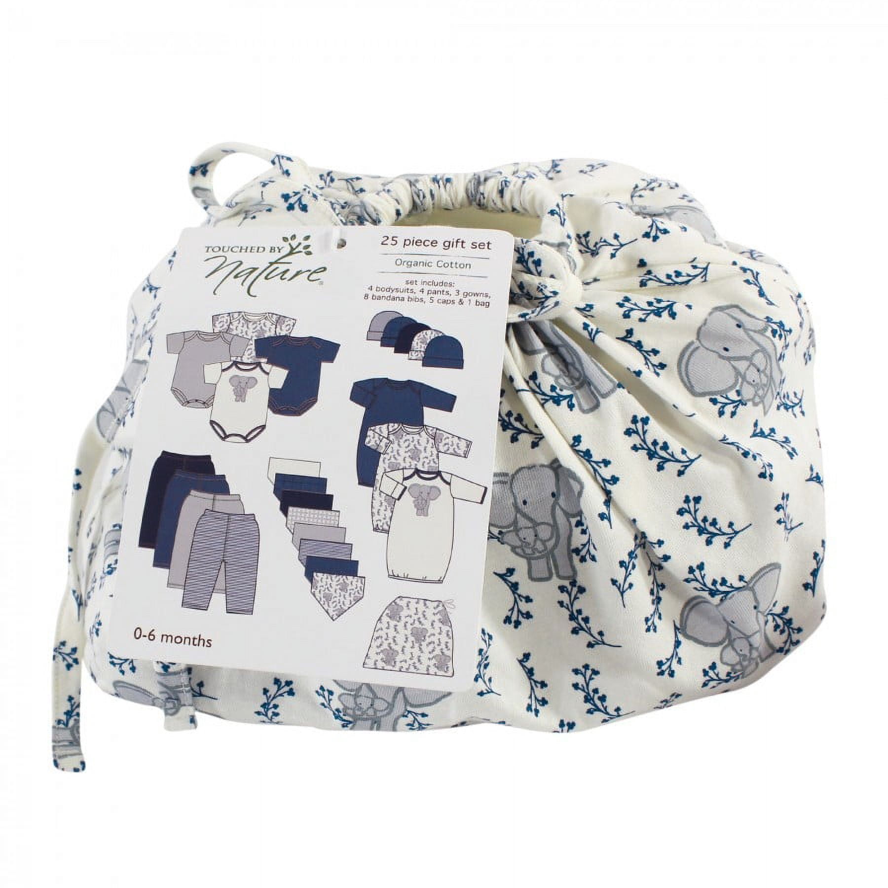 Touched by Nature Baby Boy Organic Cotton Layette Set and Giftset, Elephant, 0-6 Months