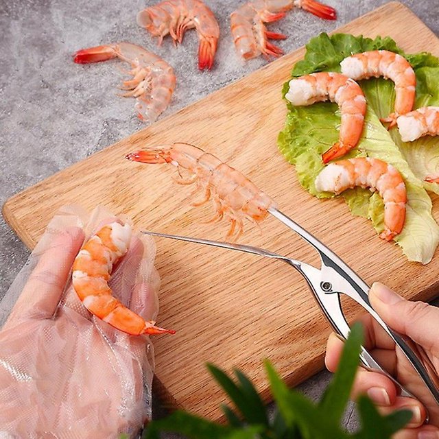 Pelador de camarones de acero inoxidable, herramienta para camarones, gambas para mariscos, pescado, cangrejo, camarones, herramienta para quitar líneas de langosta (2 uds, plateado) ZefeiWu 8390611576608