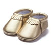 Baby Soft Sole Crib Suede/Leather Shoes Infant Boy Girl Toddler Moccasin Gold 6-12M