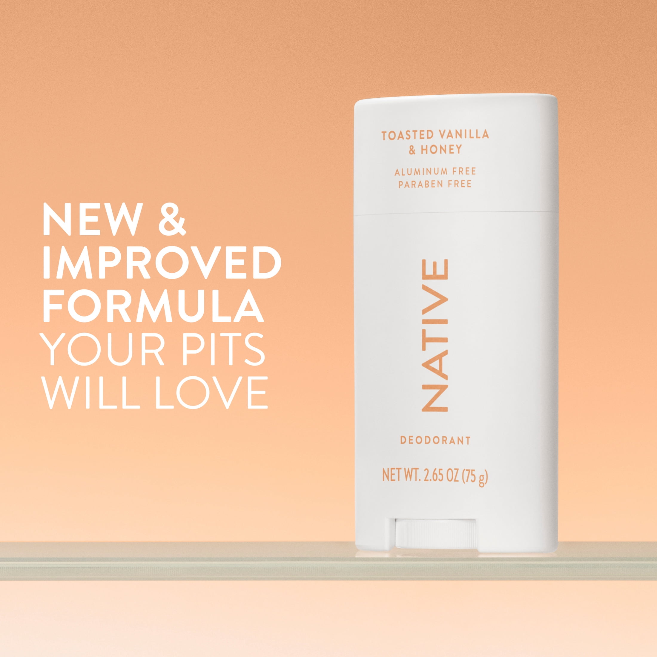 Native Deodorant For Women, Aluminum Free, 72 Hour, Solid Stick, Toasted Vanilla & Honey, 2.65 oz