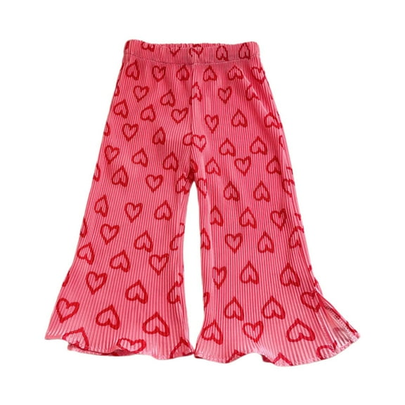 TOOYOU Girls Pants Children'S Summer Lightweight Wide Leg Pants Comfortable Print Trousers Stylish Kids Summer Classic Trousers For Sweet Girls Size 18-24 Months Watermelon Red