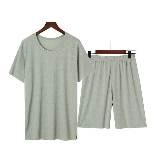 Conjunto de ropa de dormir corta para hombre, pijama de seda helada para hombre, pijama de verano de seda helada para hombre, conjunto de pijama de seda helada para hombre, calidad profesional