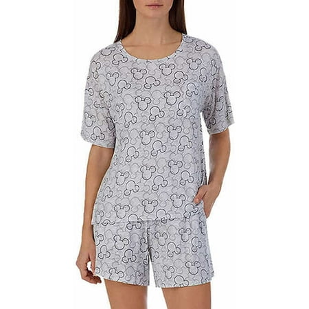 

Disney Women s 2 Piece Short Pajama Set (Gray Mickey Mouse X-Small)