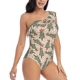 thumbnail image 3 of Salouo Cowboy Christmas Trees Pattern One Shoulder Ruffled One Piece Swimsuit for Women V Neck Swimwear Tummy Control Bathing Suit-Small, 3 of 6
