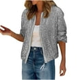 thumbnail image 2 of Amzcrzy Womens Sequin Jacket Casual Plus Size Sparkle Coats Long Sleeve Jackets Front Zip Loose Casual Blazer Bomber Jacket with Pockets, 2 of 5
