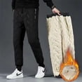 thumbnail image 3 of Pantalones de cachemira para hombre, pantalones casuales gruesos y súper gruesos con forro polar de invierno, pantalones largos holgados y cálidos de algodón de talla grande, 3 of 5